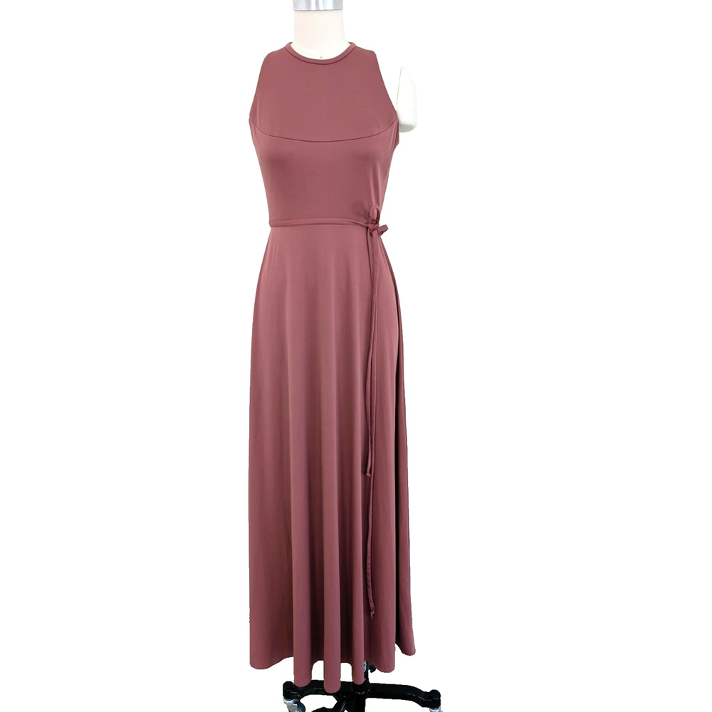 1970s Vintage Coral terra cotta clay maxi dress xs or s